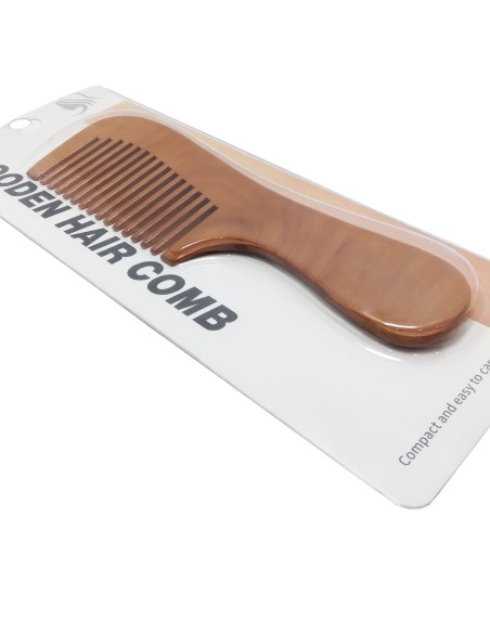 Peigne à Cheveux en Bois avec Manche (Dents Larges)