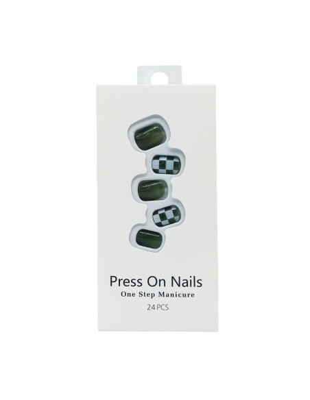 Faux Ongles en Damiers Jade