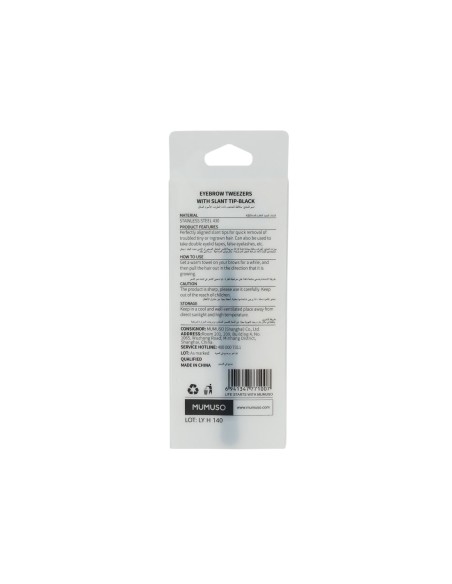 Pince à Sourcils avec Pointe Inclinée-Noire