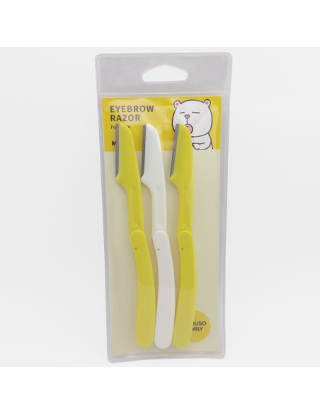 Rasoir à Sourcils Pliable avec Couvercle de Précision (3-Pack)