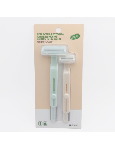 Rasoir à Sourcils et Rasoir Rétractable 2 en 1 (2-Pack)