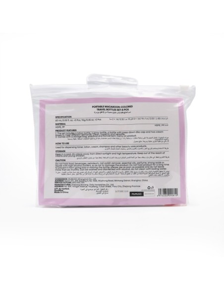 Set de 5 Bouteilles de Voyage Portables Aux Couleurs Des Macarons