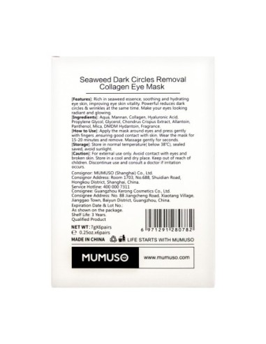 Masque Anti-Cernes Aux Algues et Au Collagène...