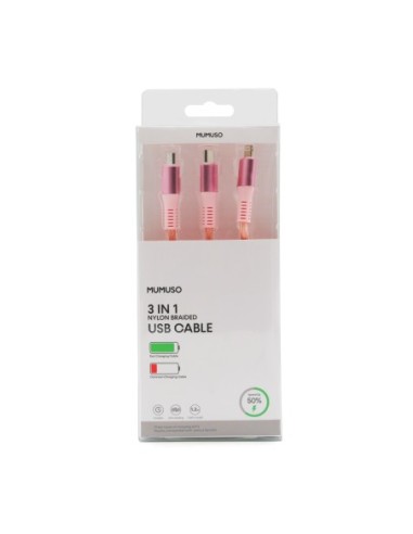 Câble Usb 3-En-1 en Nylon Tressé (Rose Gold) –...