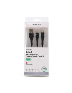 Câble de Charge 2-En-1 en Nylon Tressé (Noir) – 2M (Usb-A...