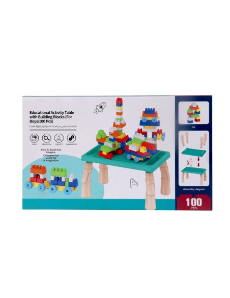 Table D'Activités Éducatives avec Blocs de Construction (Pour Garçons/100 Pcs)