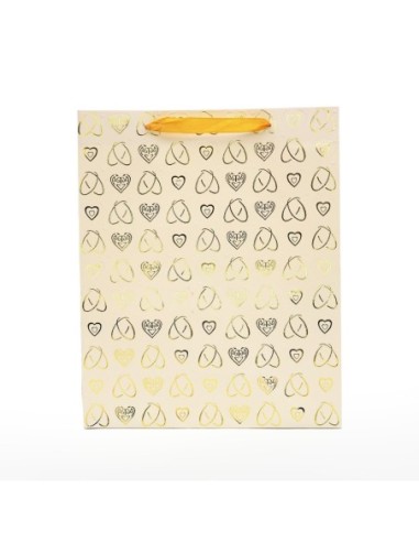 Sac Cadeau (M) Blanc avec Motif Cœur en Feuille...