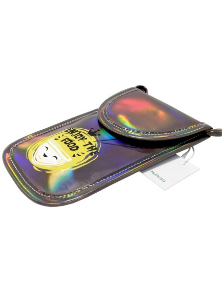 Pochette Laser pour Téléphone Portable avec Couvercle en Demi-Cercle-Noir