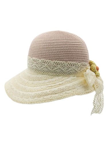 Chapeau de Paille avec Nœud Papillon (Rose)