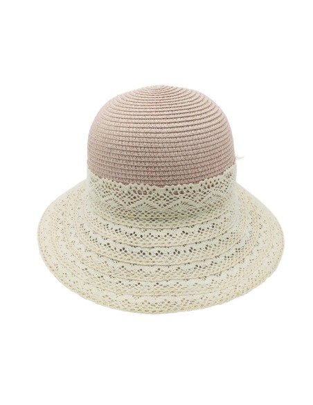 Chapeau de Paille avec Nœud Papillon (Rose)